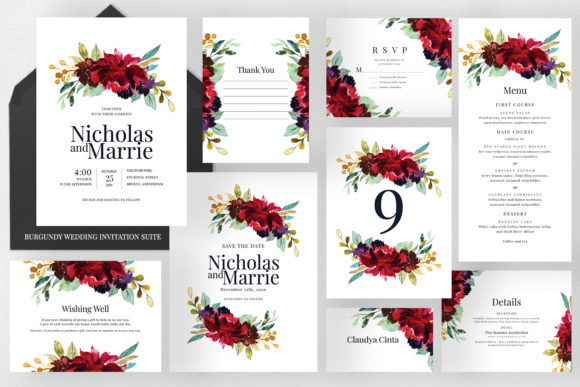 Download Burgundy - Wedding Invitation Suite - Wedding Collection